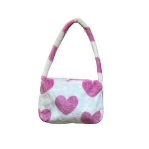 y2k fluffy heart shoulder bag